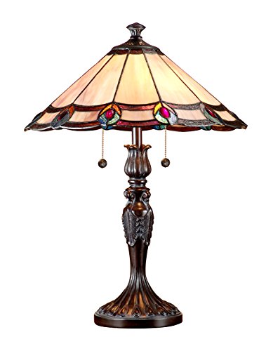 Dale Tiffany TT101081J Aldridge Peacock Table Lamp, Antique Bronze