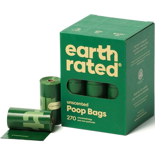 Earth Rated Dog Poop Bags, Guaranteed Leak Proof and Extra Thick Waste Bag Refill Rolls For Dogs, Unscented, 270 Count