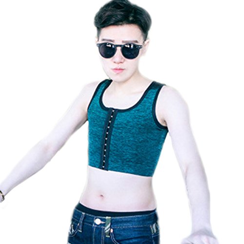 BaronHong Tomboy Trans Lesbian Summer Chest Binder Corset Plus Size Colorful Short Tank Top(DarkGreen,XL)