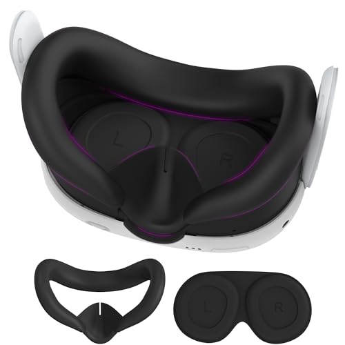 AMZDM Face Cushion Cover for Oculus Quest 3 Face Pad with Lens Covers Protectors Washable VR Silicone Covers for Meta Quest 3 Accessories