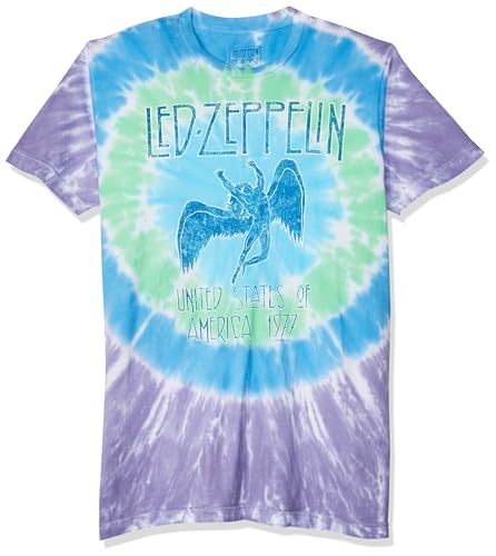 Liquid Blue unisex adult Led Zeppelin Ramble on Swan Song Tee T Shirt, Tie Dye, Large US