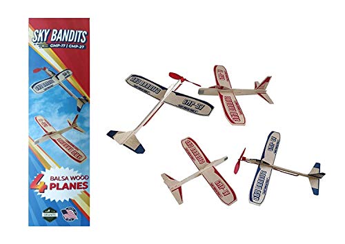 Balsa Wood Airplane Gliders And Propeller Plane Toys Set - 2 Wooden Airplane Kits | 2 Rubberband Powered Propellor Planes And 2 Balsa Wood Glider Planes| Model Toy Airplane Kits