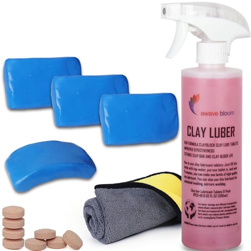 Car Clay Bars Auto Detailing 400g and Clay bar Lubricant Tablets 8 Pack(1pcs=16 oz) Clay bar kit,Include Portable Spray Bottle and Micro Fiber Towel,for Car Detailing Damage Free Cleaning