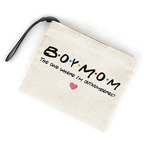 Jztco Boy Mom, Baby Shower Gifts for Mom First Time, Christmas Birthday Unique Thanksgiving Funny Mothers Day, New Mom to Be - Boy Mom The One Where I'm Outnumbered ?Boy Mom Makeup Bag