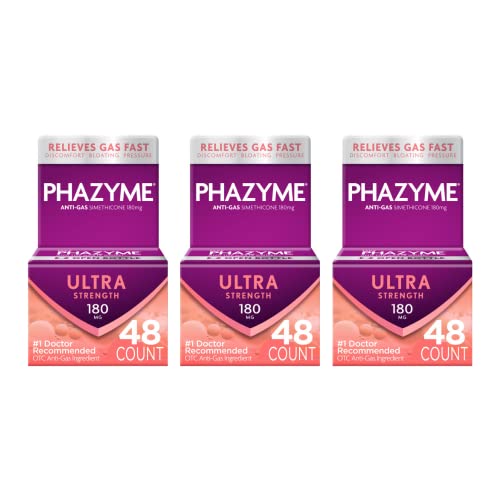 Phazyme Ultra Strength 180 mg Anti-Gas Softgels 48 Count (Pack of 3)