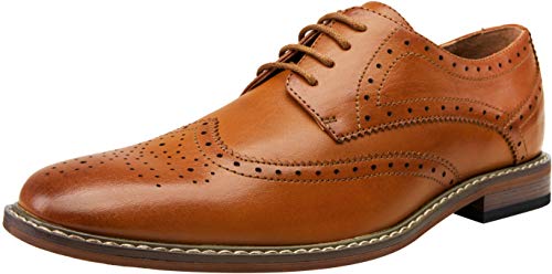 Vostey Men's Dress Shoes Brown Dress Shoes for Men Oxford Shoes for Men Wingtip Shoes Men Formal Shoes Business Shoes Derby Dress Shoes (BMY701 Yellow Brown 10.5)