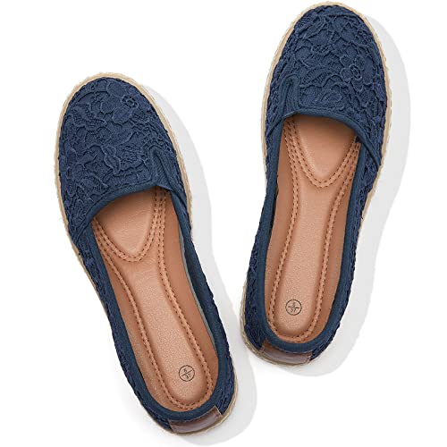 POVOGER Flats Shoes Women Slip On Shoes Womens Loafers Dress Shoes for Women Shoes Flats Comfortable(Navy Blue,US6)