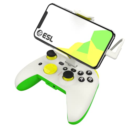 ESL Gaming Controller for iOS iPhone – Wired Gamepad with Triggers, Power Pass Through Charging, D-Pad & Headphone Socket - Handheld Game Console Accessory with ZeroG Mobile Device Holder