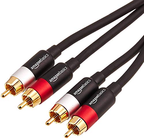Amazon Basics 2 RCA Audio Cable for Stereo Speaker or Subwoofer with Gold-Plated Plugs, 4 Foot, Black