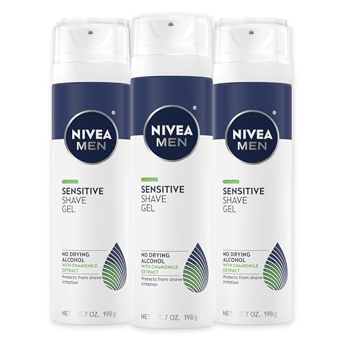 NIVEA MEN Sensitive Shave Gel with Vitamin E, Soothing Chamomile and Witch Hazel Extracts, 3 Pack of 7 Oz Cans