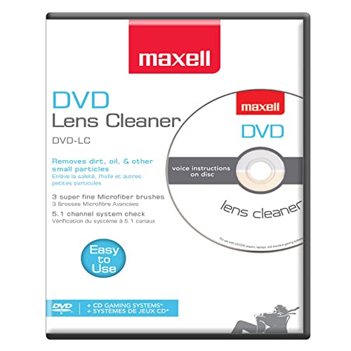 Maxell – 190059, DVD Lens Cleaner with Microfiber Brush System - for Optimal Cleaning, Remove Dust Oil, Small Particles – Compatible with All DVDs, PC, Xbox/xbox360 & Ps1/2 Gaming Systems