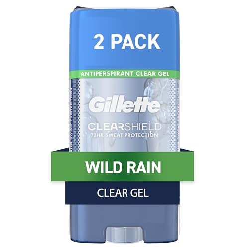 Gillette Antiperspirant and Deodorant for Men, Clear Gel, Wild Rain Scent, 3.8 oz (Pack of 2)