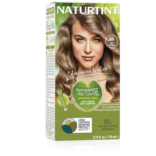 Naturtint Permanent Hair Color 8A Ash Blonde (Pack of 1), Ammonia Free, Vegan, Cruelty Free, up to 100% Gray Coverage, Long Lasting Results (Packaging may vary)