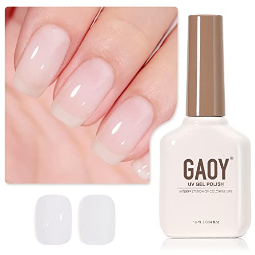 GAOY Milky White Gel Nail Polish, 16ml Nude Color 1482 Soak Off UV Light Cure Gel Polish for Nail Art DIY Manicure at Home
