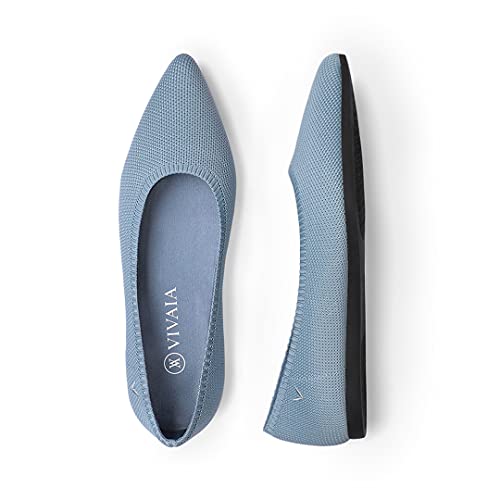 VIVAIA Aria 2.0 Women's Casual Flats Slip on Washable Ballet Shoes Pointed-Toe Style Smokey Blue
