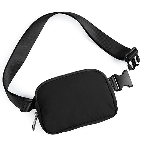 ODODOS Unisex Mini Belt Bag with Adjustable Strap Small Fanny Pack for Workout Running Traveling Hiking, Black