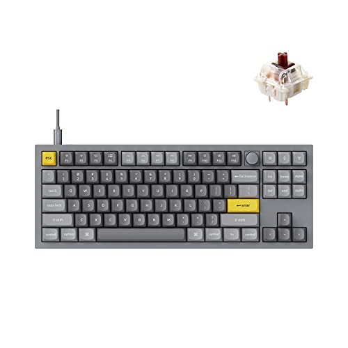 Keychron Q3 Wired Custom Mechanical Keyboard Knob Version, TKL QMK/VIA Programmable Macro with Hot-swappable Gateron G Pro Brown Switch Double Gasket Compatible with Mac Windows Linux (Grey)