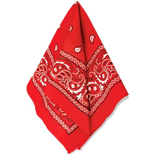 Classic Red Paisley Bandana - 20' x 20' (1 Count) - Perfect for Outdoor Activities, Fashion Accessory, and DIY Projects