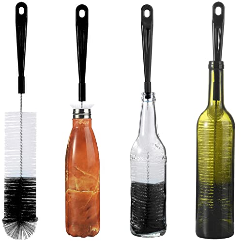 ALINK 16in Extra Long Black Bottle Cleaning Brush Cleaner for Washing Narrow Neck Beer/Wine/Thermos, Sport Well/Brewing Bottles/Hummingbird Feeder