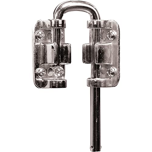 Prime-Line U 9846 Patio Sliding Door Loop Lock – Increase Home Security, Install Additional Child-Safe Security, 1-1/8 In. Hardened Steel Bar with Diecast Base, Nickel Plated (Single Pack)