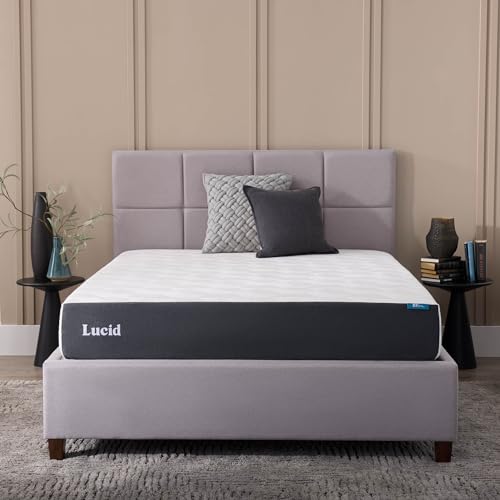 LUCID 10 Inch Memory Foam Mattress - Firm Feel - Bamboo Charcoal and Gel Infusion - Hypoallergenic - Bed in a Box - Temperature Regulating - Pressure Relief - Breathable - Twin Size