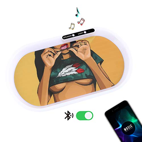 HOKirin Bluetooth Speaker Glow Tray,Led Rolling Light up Tray with Fun Pattern,Switchable 7 Colors of Lights,Rechargeable Illuminated, Hot Girl,Size 13.8”x7.9”