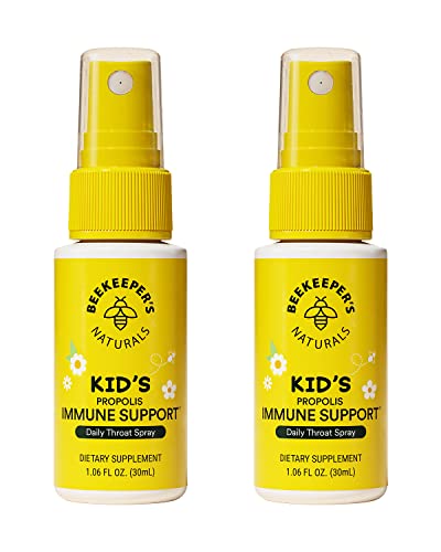 Beekeeper's Naturals Kids Propolis Throat Spray 95% Bee Propolis Extract - Natural Immune Support & Sore Throat Relief, Antioxidants & Gluten-Free, 1.06 oz (Pack of 2)