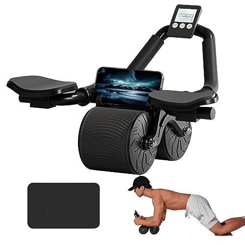 Pafal Elbow Support Automatic Rebound Abdominal Wheel,Ab Roller for Abdominal Exercise Machine,Dolly Core Strengthening Trainer Fitness Belly Training Ab Roller