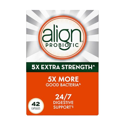 Align Probiotic Extra Strength, Probiotics for Women and Men, #1 Doctor Recommended Brand‡, 5X More Good Bacteria^ to Help Support a Healthy Digestive System*, 42 Capsules