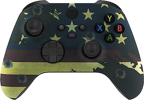 Xbox Modded Rapid Fire Soft Touch Controller - Includes Largest Variety of Modes -Jump Shot, Drop Shot, Quick Aim, Auto Aim, Quick Scope - Master Mod - USA Red White Blue (Flag)