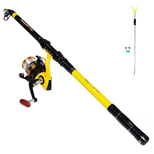 Richcat Fishing Poles and Reels Combo, Fishing Rod and Reel Kits for Adults Telescopic Fishing Rod Set Line Pre-spooled for Saltwaer Freshwater 6.9ft