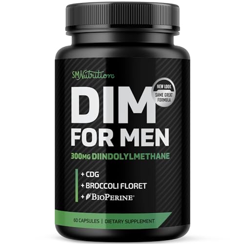 DIM 300mg For Men, Estrogen Blocker & Aromatase Inhibitor | Men’s Hormone Balance & Fitness Booster Supplement with Diindolylmethane Plus CDG & Sulforaphane for Mens Health | Gluten-Free | 60 Capsules