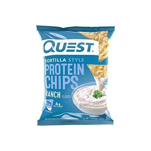 Quest Nutrition Tortilla Style Protein Chips, Ranch, Baked, 19g Protein, 4g Net Carb, Low Carb, Gluten Free, 1.1 Ounce (Pack of 12)