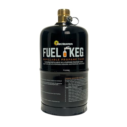 Mr. Heater Fuel Keg. - 1 lb. / 16 oz. Empty Refillable Propane Tank – DOT Certified, Black