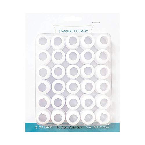 30 Pairs Plastic Standard Couplers Cake Decorating for Icing Nozzles, Piping Bags, White