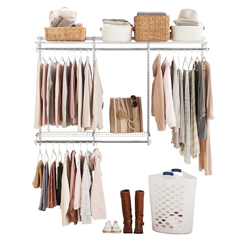 Rubbermaid Configurations Custom Closet Kit, 3-6 Ft. Adjustable Metal Wire Shelving, White Finish, Expandable Organization System, Hardware Included, for Home Closet/Pantry/Laundry/Mudroom
