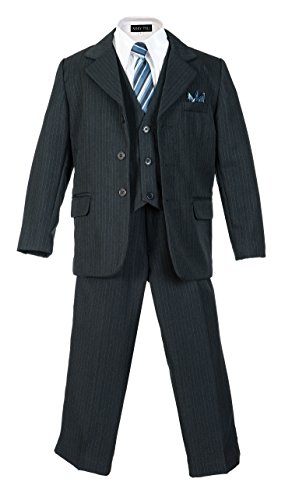 Boys Pinstripe Suit Set with Matching Tie NB 7 Navy Blue