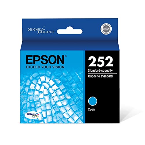 EPSON 252 DURABrite Ultra Ink Standard Capacity Cyan Cartridge (T252220-S) Works with WorkForce WF-3620, WF-3640, WF-7110, WF-7610, WF-7620, WF-7710, WF-7720, WF-7210