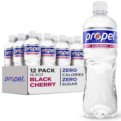 Propel Black Cherry, Zero Calorie Sports Drinking Water with Electrolytes and Vitamins C&E, 16.9 Fl Oz(Pack of 12)