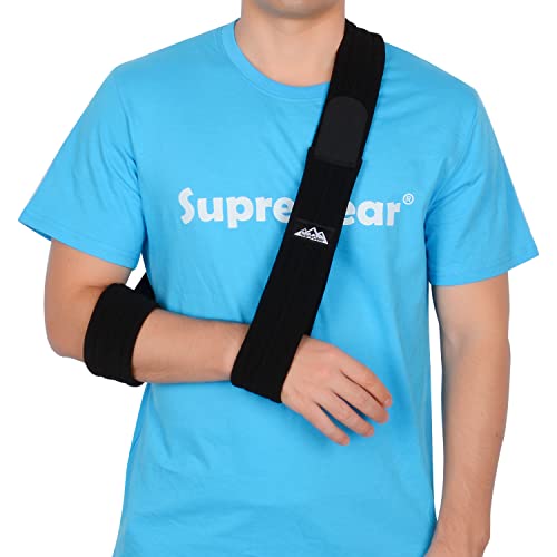 supregear Arm Sling, Adjustable Arm Support Strap, Lightweight Shoulder Immobilizer for Injured Arm Elbow, Broken Collarbone, Torn Rotator Cuff, Dislocation or AC Separation, Left Right, Men Women