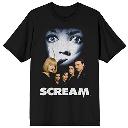 Bioworld Scream 1-3 Distressed Movie Poster Crew Neck Short Sleeve Women's Black T-Shirt-Large