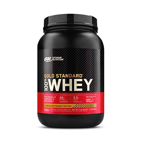 Optimum Nutrition Gold Standard 100% Whey Protein Powder, Chocolate Peanut Butter, 2 Pound (Pack of 1)