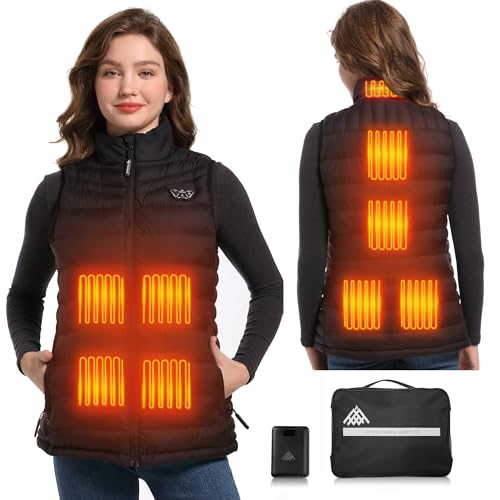 PIFMYSEDOL Heated Vests for Women with Battery Pack 14400mAh, Lightweight Womens Heating Vests, Black, Medium Size