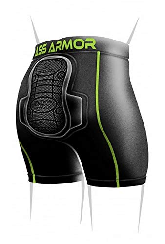 Protective Padded Compression Shorts for Snowboard,Skate and Ski for Tailbone (Black, Small)
