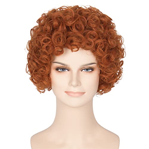 Miss U Hair Adult Wig Short Curly Reddish Orange Wig Halloween Cosplay Costume Wig