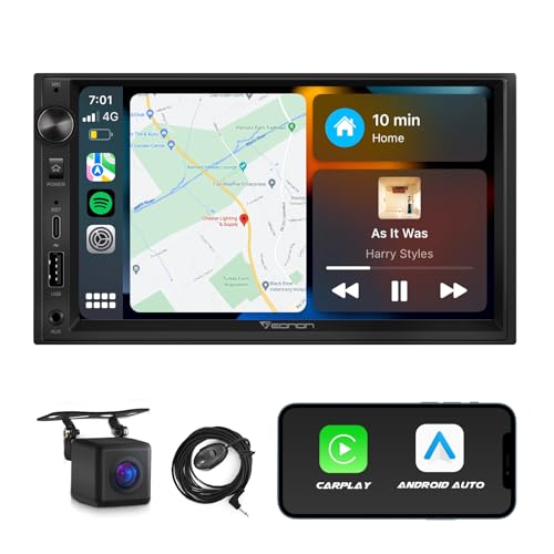 Eonon 7'' Double Din Car Stereo Wireless CarPlay & Wireless Android Auto Car Audio Receivers with AHD Backup Camera, Built in DSP, Bluetooth, MirrorLink, SWC, FM/AM, Fast Charge - X3