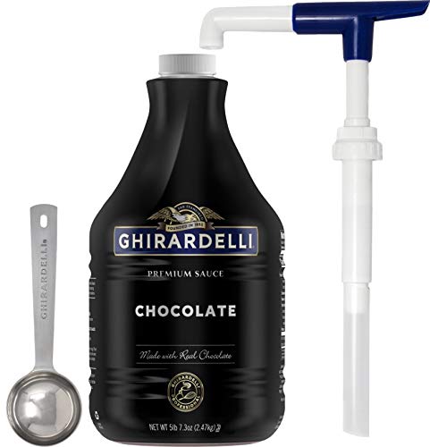 Ghirardelli Black Label Chocolate Sauce 87.3 Ounce with Ghirardelli Pump and Spoon