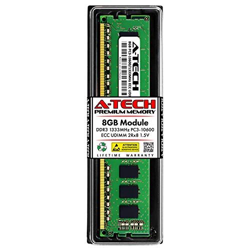 A-Tech 8GB RAM for HP Pavilion 500-023w, 500-054, 500-097, 500-232d, P2-1336Il, p6-2427c, p7-1240, p7-1436s, p7-1517c | DDR3 1333MHz PC3-10600 ECC UDIMM 2Rx8 1.5V ECC Unbuffered Server Memory Upgrade