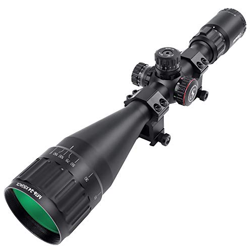 SNIPER MT 6-24x50 Rifle Scope with Red/Green/Blue Illuminated Reticle Riflescope, Adjustable Objective