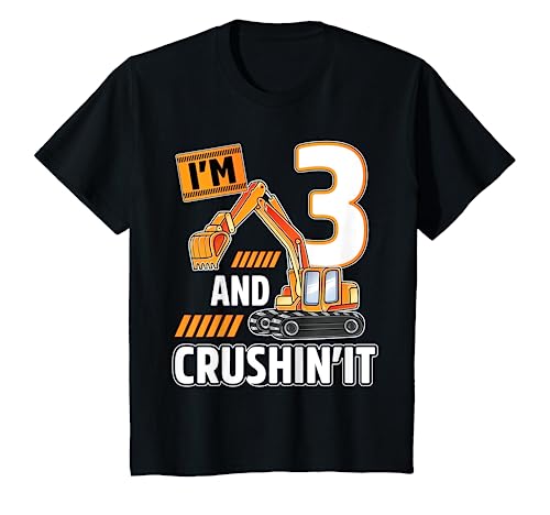 3 year old vehicles construction excavator Birthday 3rd T-Shirt